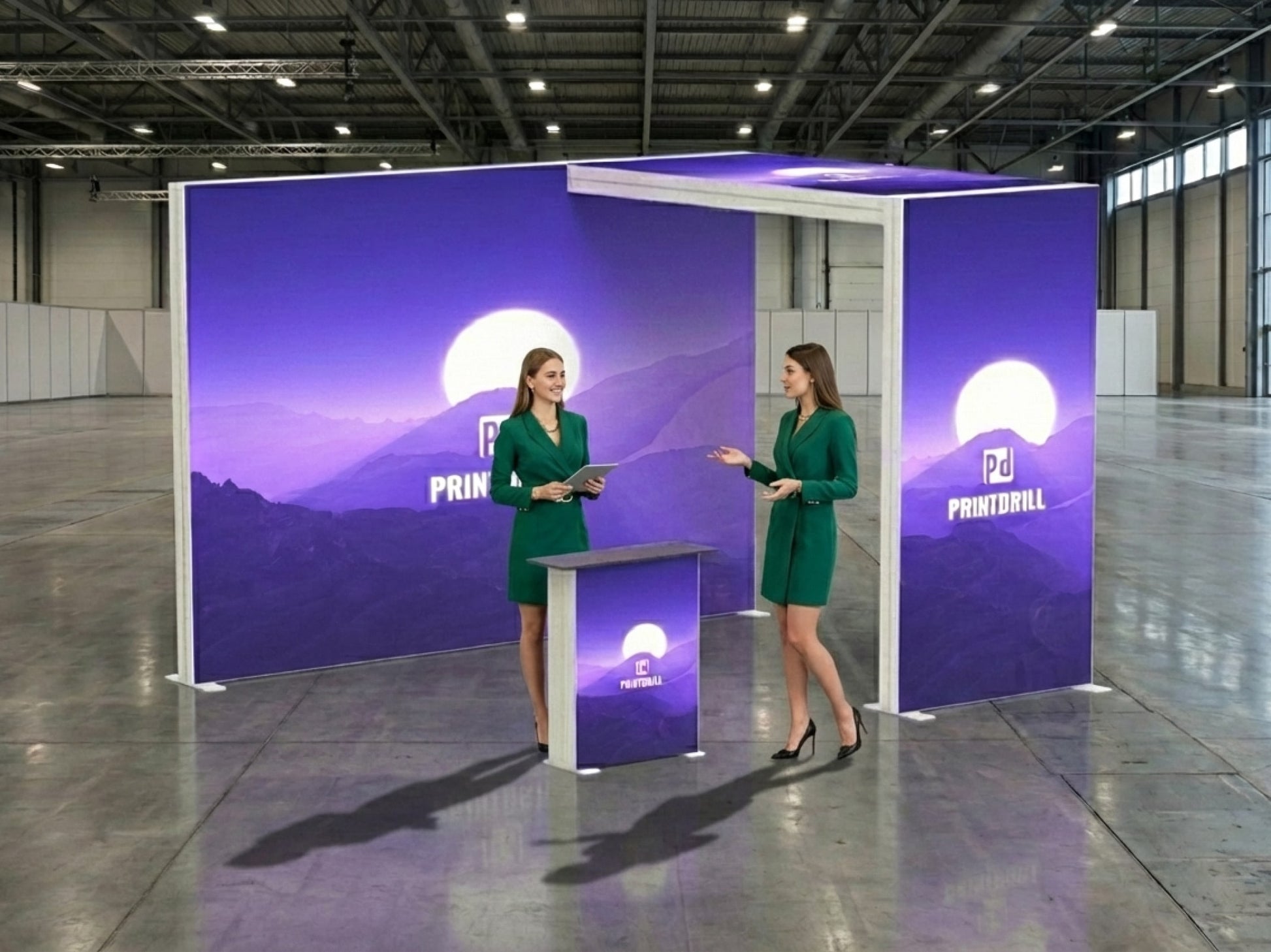 Brand Glow Arch Booth – 10x10 SEG Modular Lightbox Ready for Trade Show