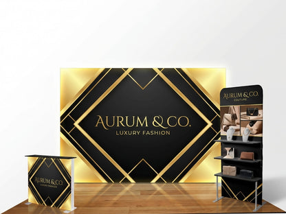 Brand Glow Booth – 10x10 Booth Kit with SEG Light Box Display