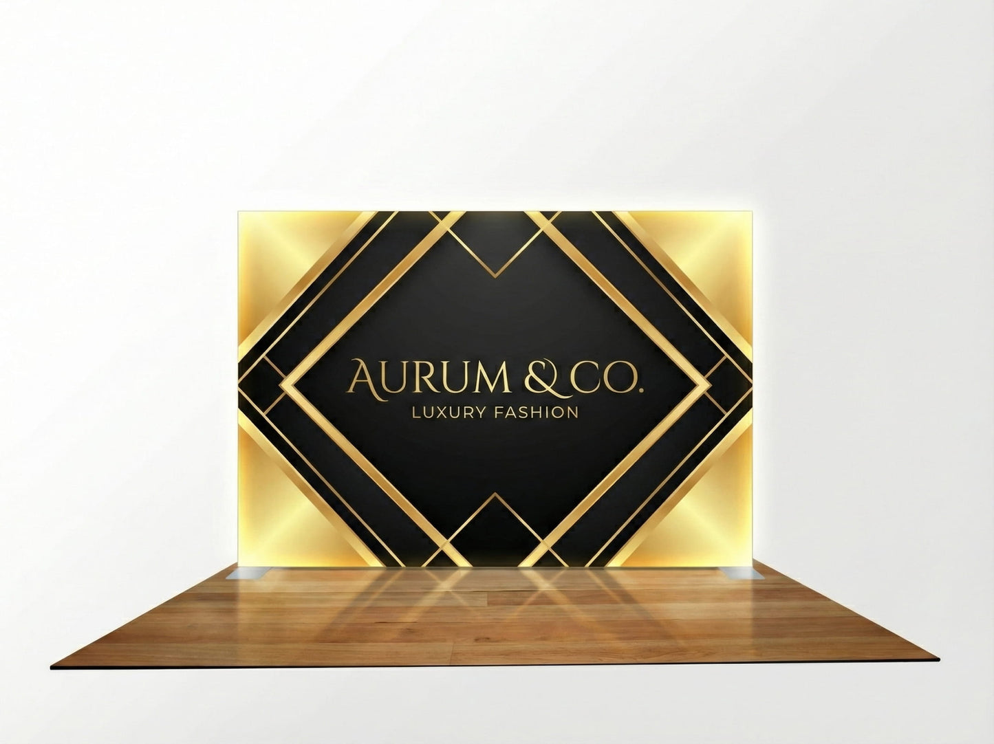 Brand Glow Booth – 10x10 Booth with SEG Light Box Display Backdrop 