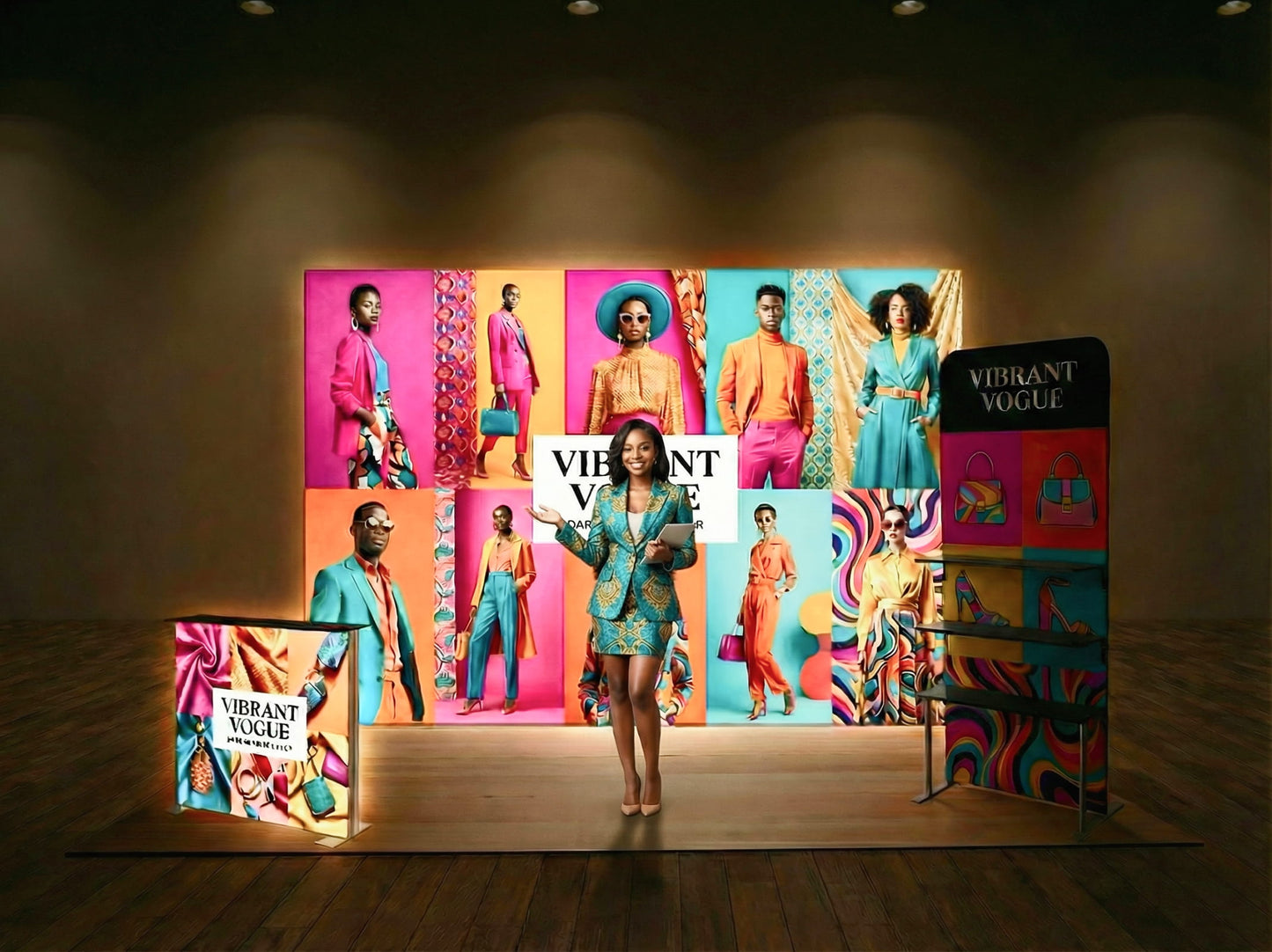 Brand Glow Booth – 10x10 Booth with SEG Light Box Display Illuminates and stands out 