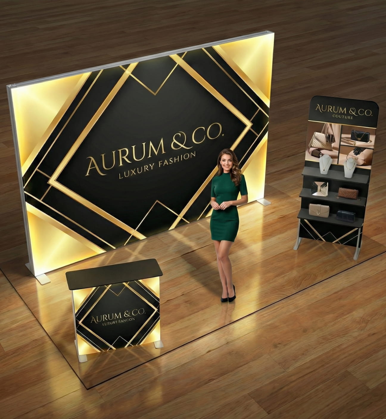 Brand Glow Booth – 10x10 Booth with SEG Light Box Display Photo