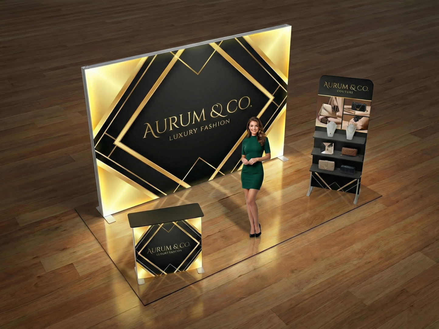 Brand Glow Booth – 10x10 Booth with SEG Light Box Display Photo