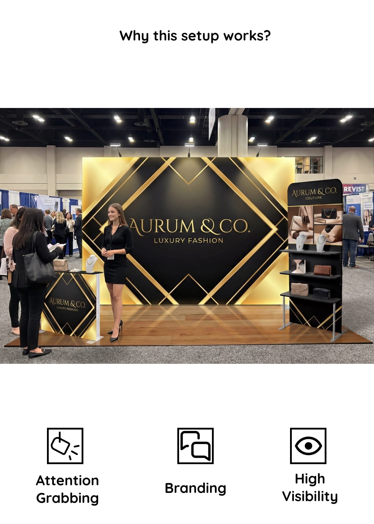 Brand Glow Booth – 10x10 Booth with SEG Light Box Display Why this booth works