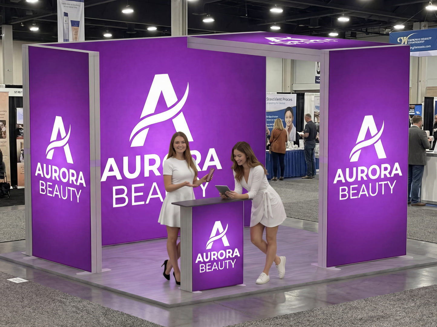 Brand Glow Suite – 10x10 SEG Modular Lightbox Booth in a Trade Show 
