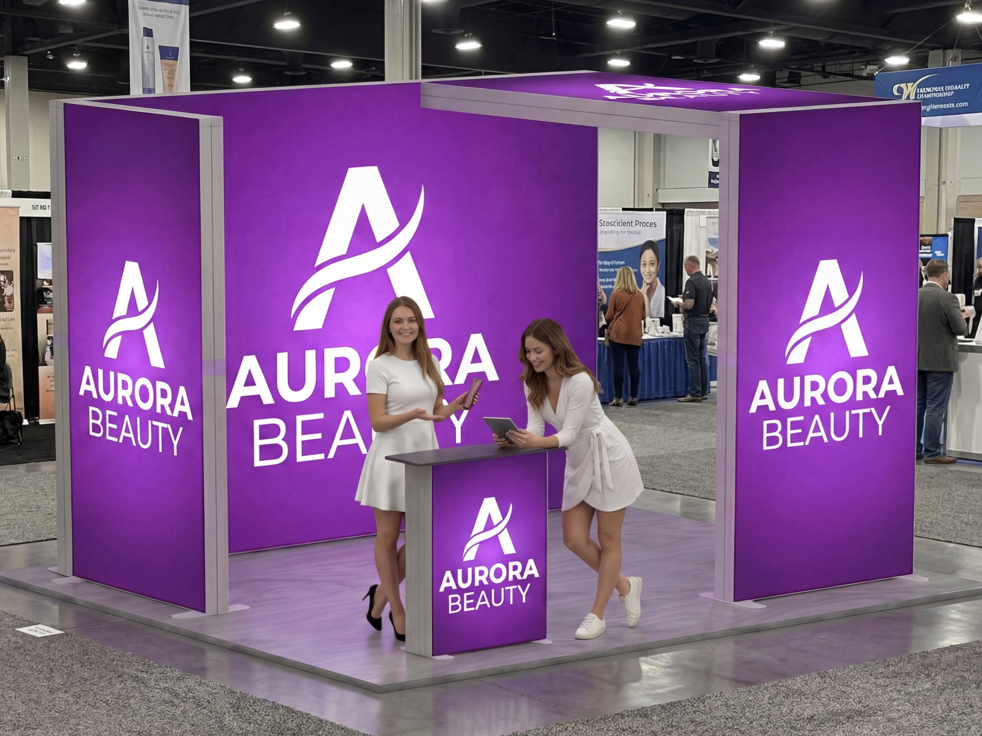 Brand Glow Suite – 10x10 SEG Modular Lightbox Booth in a Trade Show 