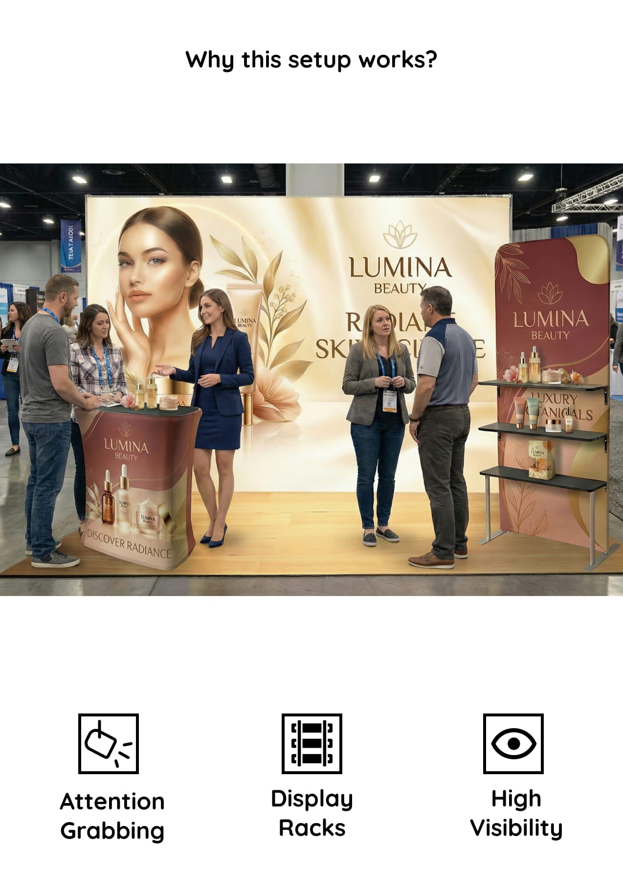 Brand Keystone Booth – 10x10 with SEG Light Box Display - Why this works