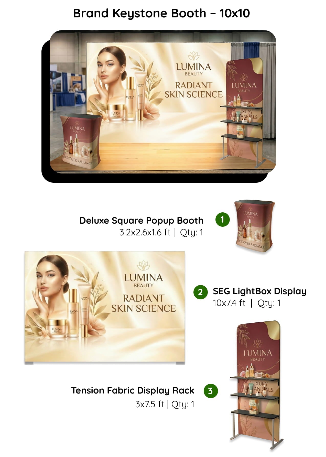 Brand Keystone Booth – 10x10 with SEG Light Box Display Components