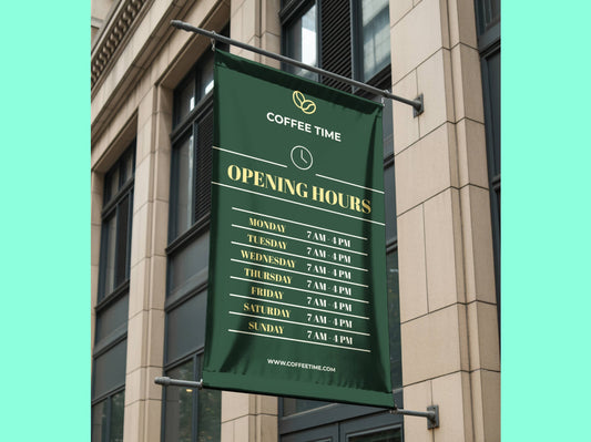 Business Hours Vertical Pole Banner