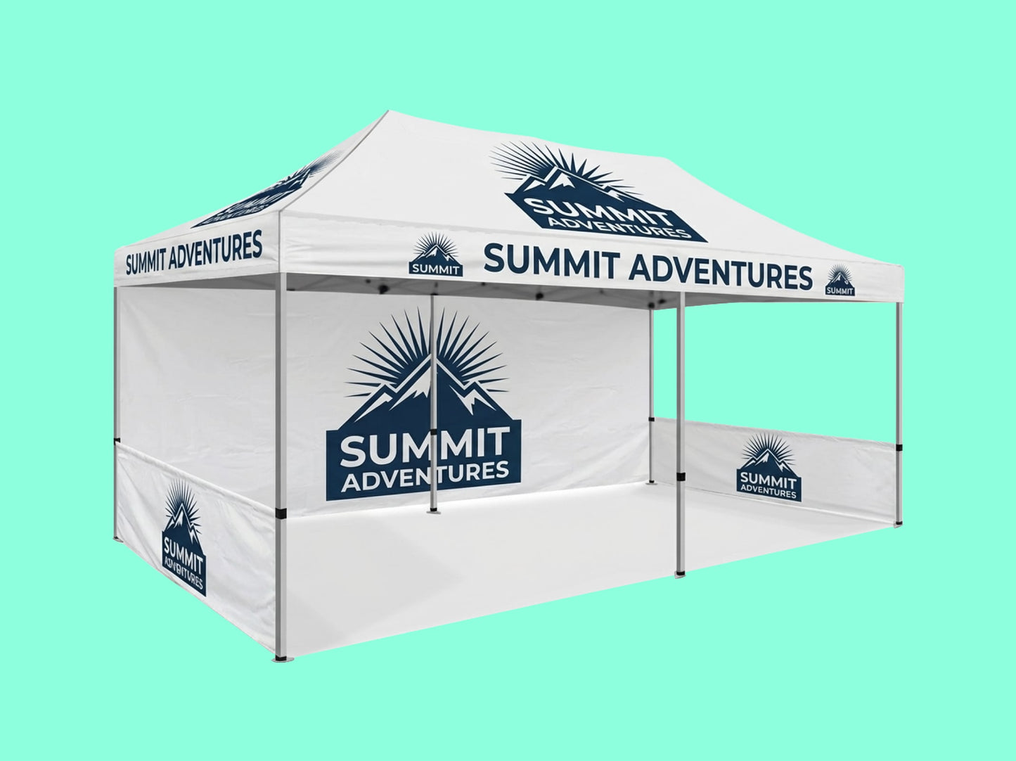 Canopy Tent 10x20 with Printed Top Back wall and half side walls