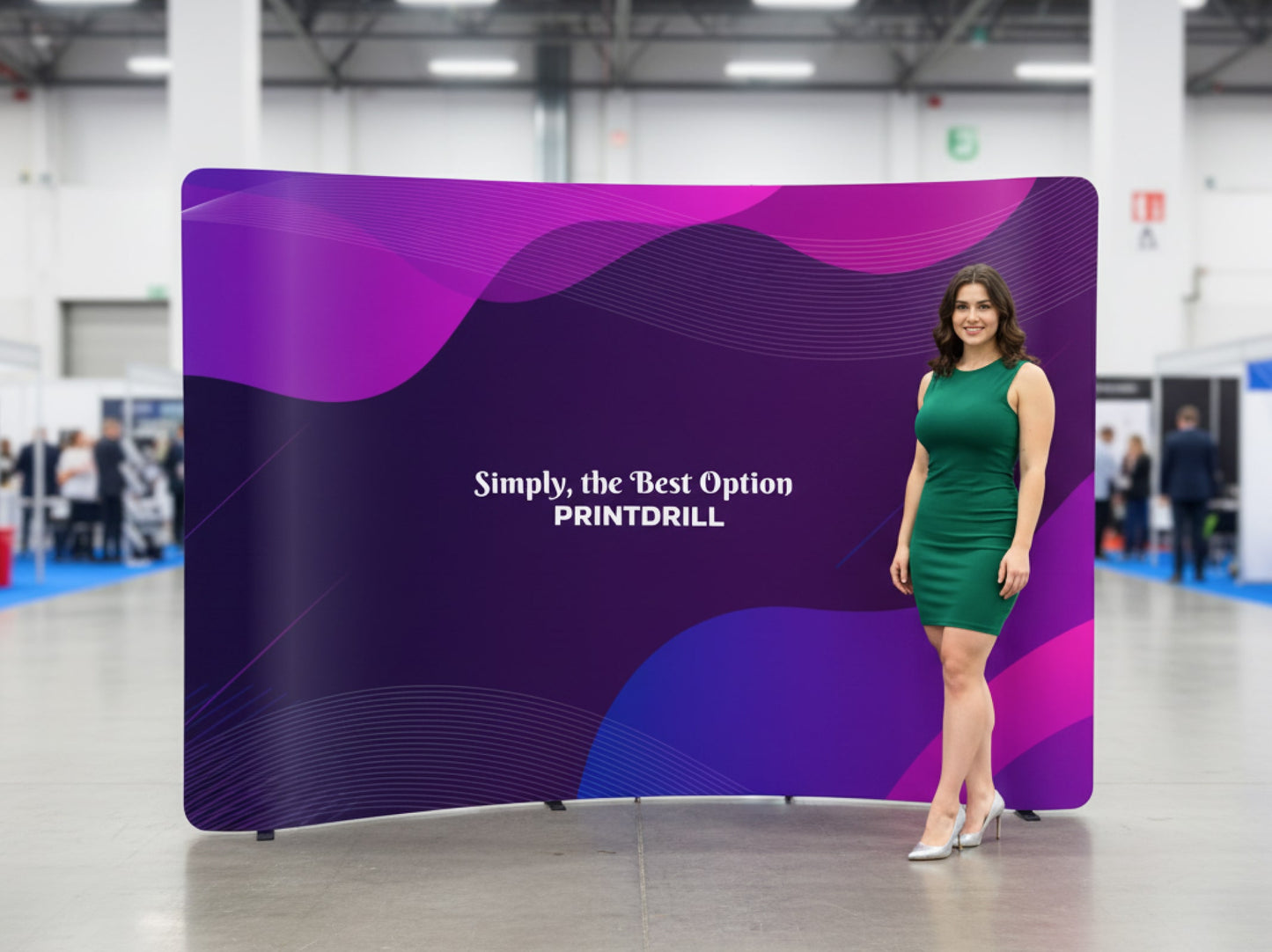 Curved Tension Fabric Display 10 ft ready for trade show