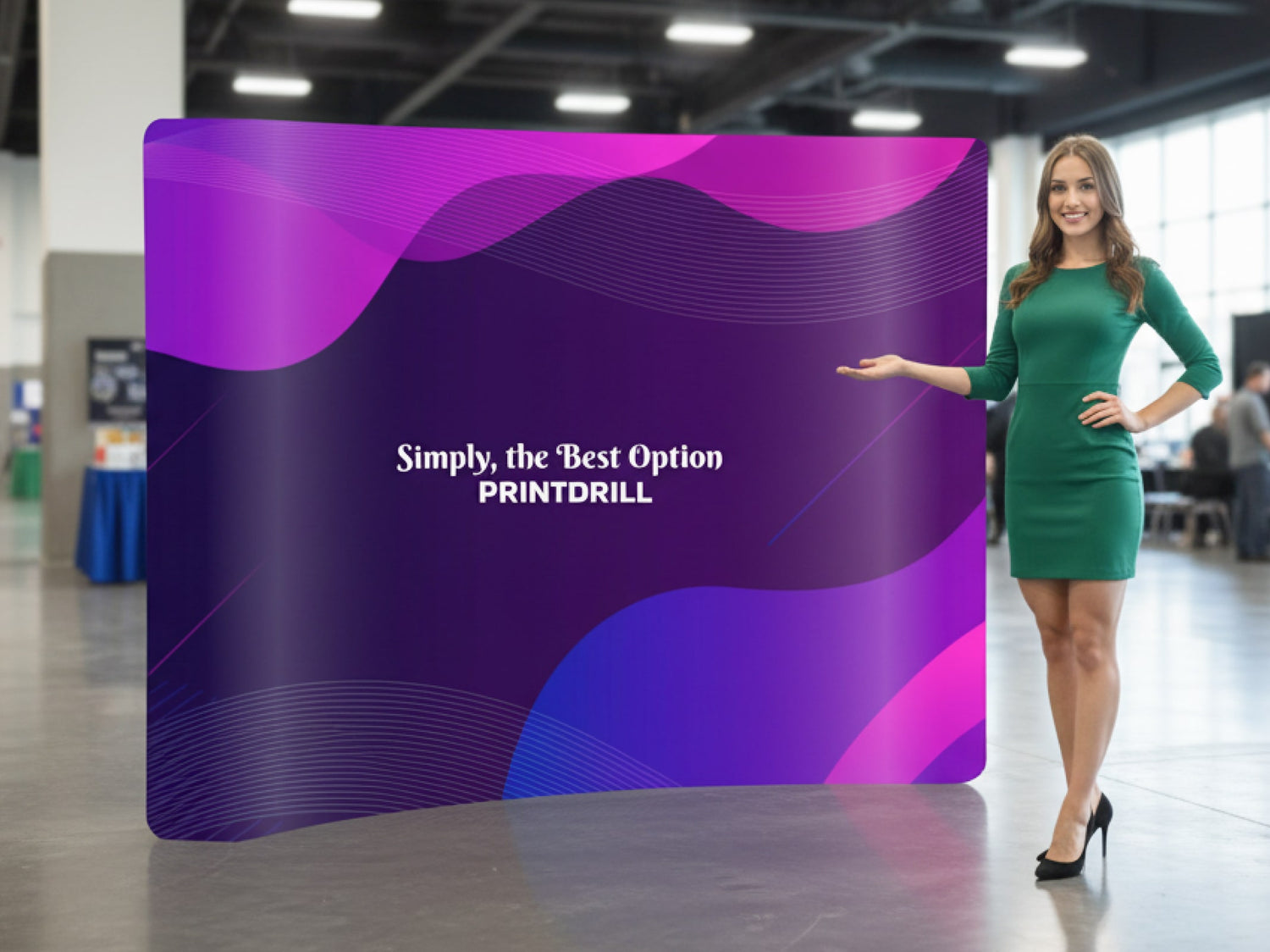 Curved Tension Fabric Display 8 ft ready for trade show