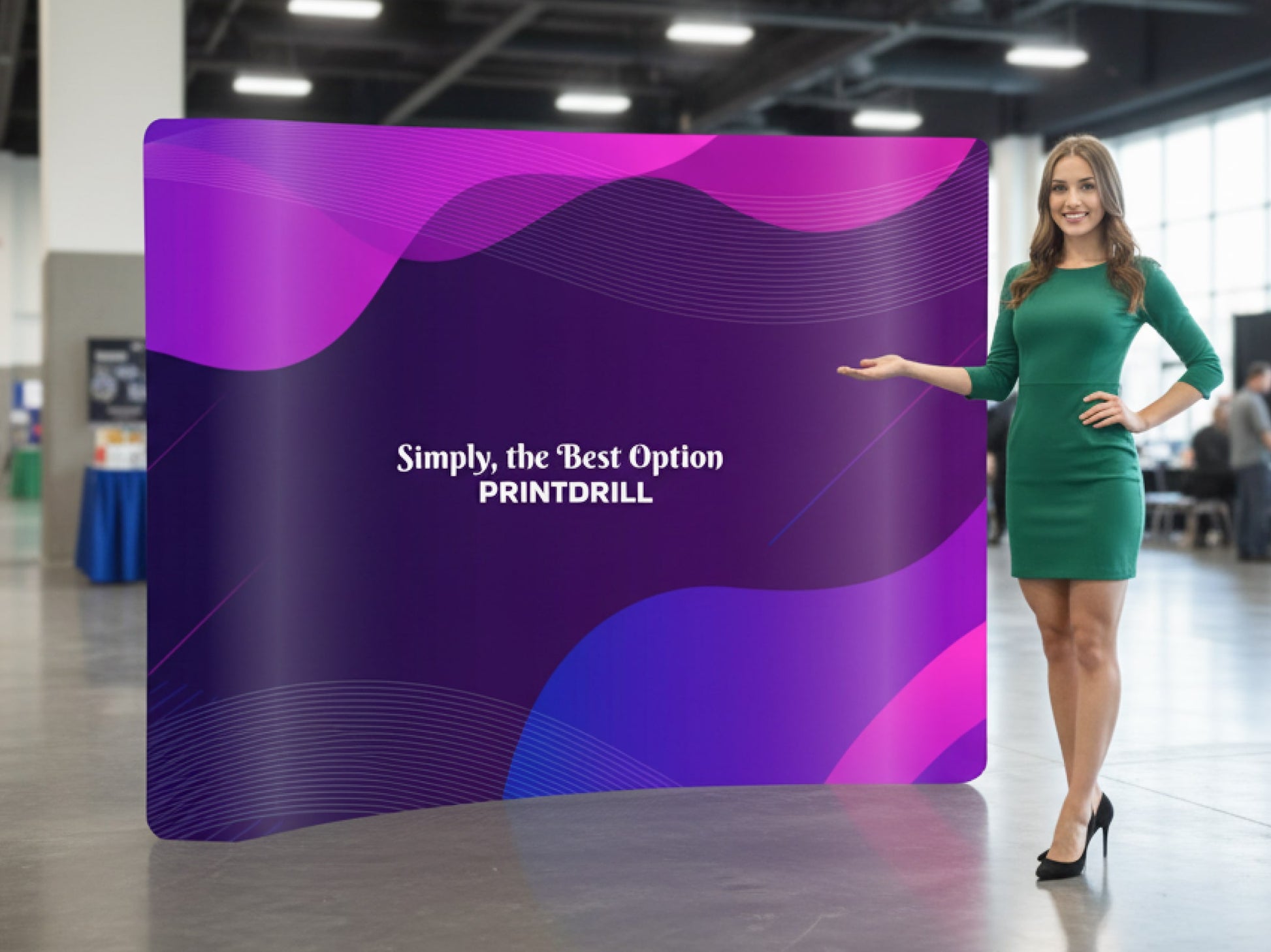 Curved Tension Fabric Display 8 ft ready for trade show