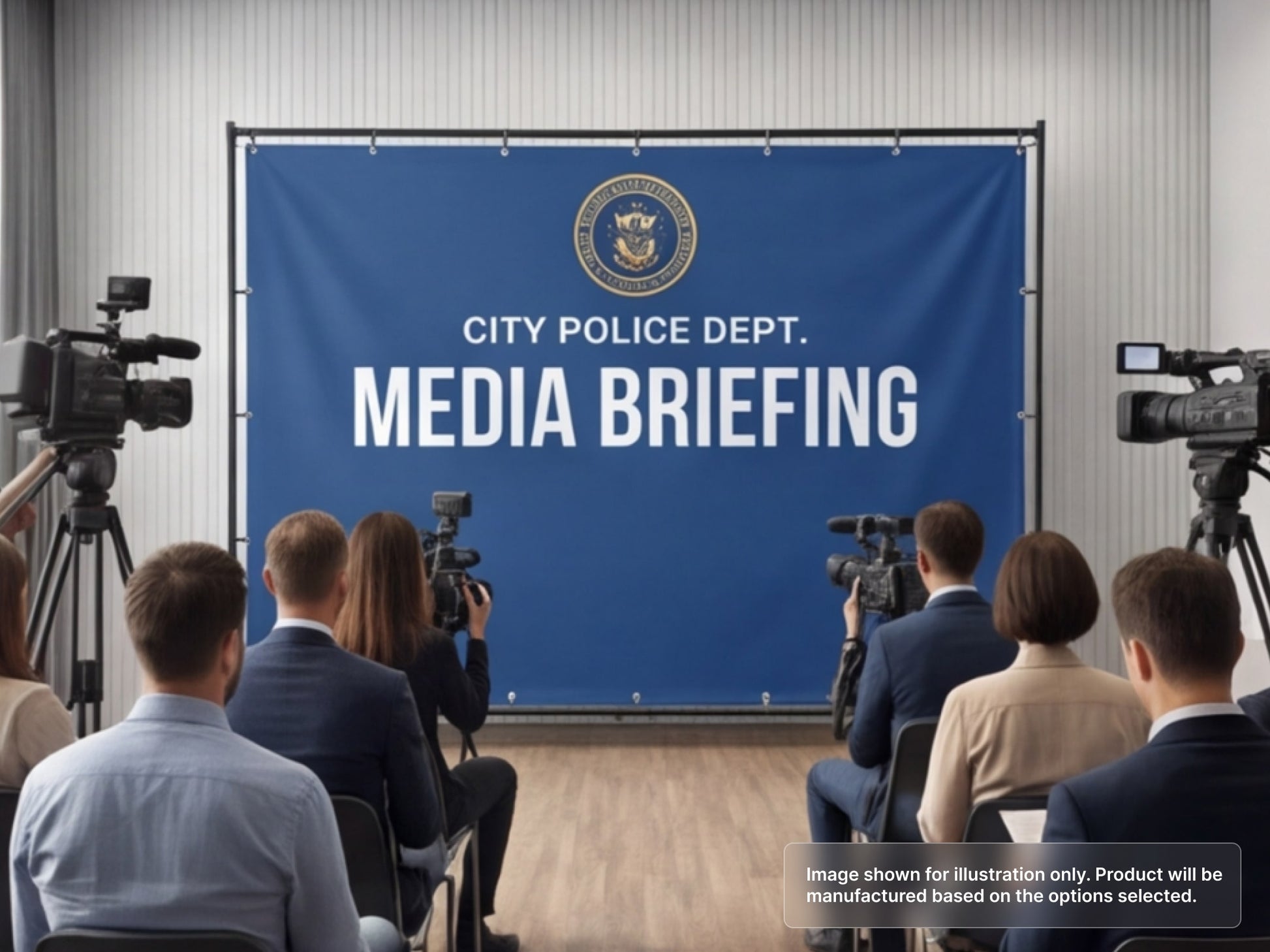 Custom Fabric Banner for Media Briefings