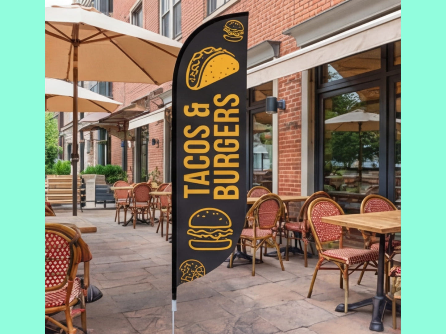Custom Feather Flag for Restaurants and Fast Food