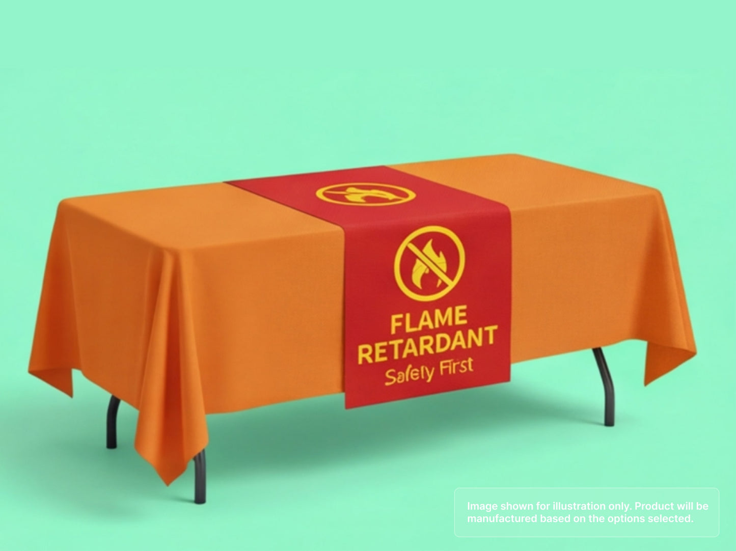 Custom Table Runner with Flame Retardant for Trade Shows and Events