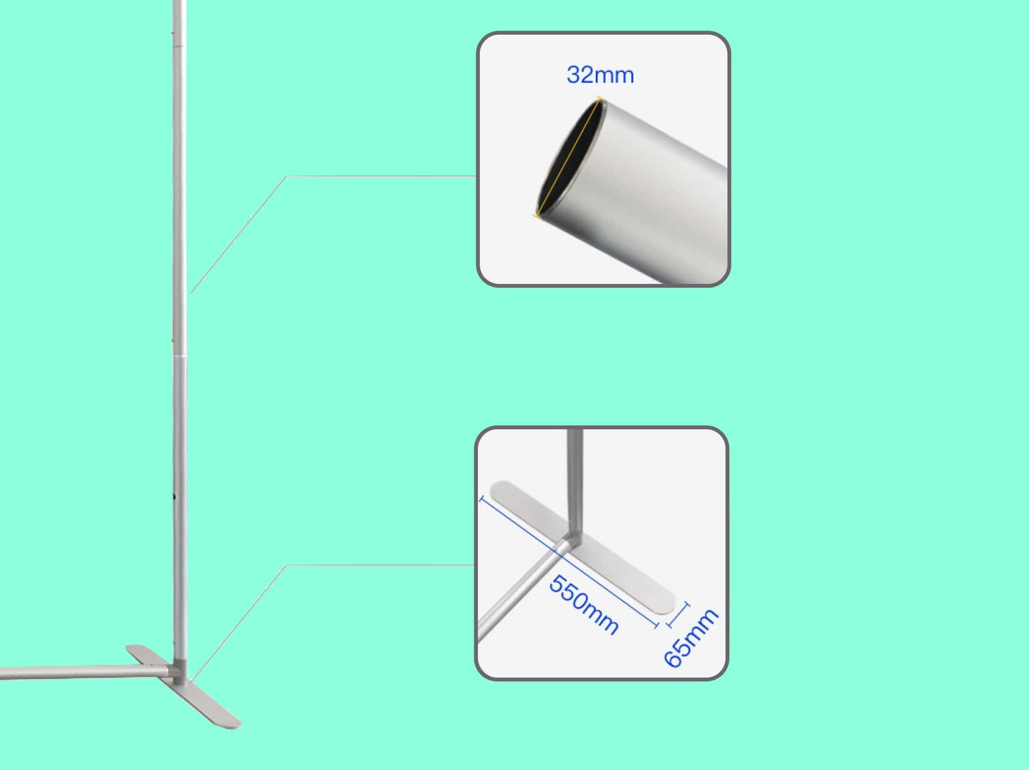 Dual Trapezoid Backdrop with TV Rack Details