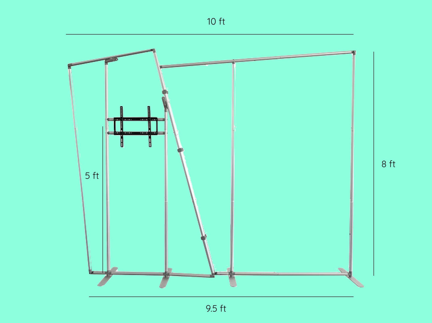 Dual Trapezoid Backdrop with TV Rack Dimensions
