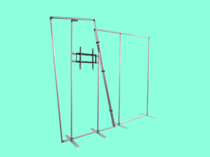 Dual Trapezoid Backdrop with TV Rack Structure Frame