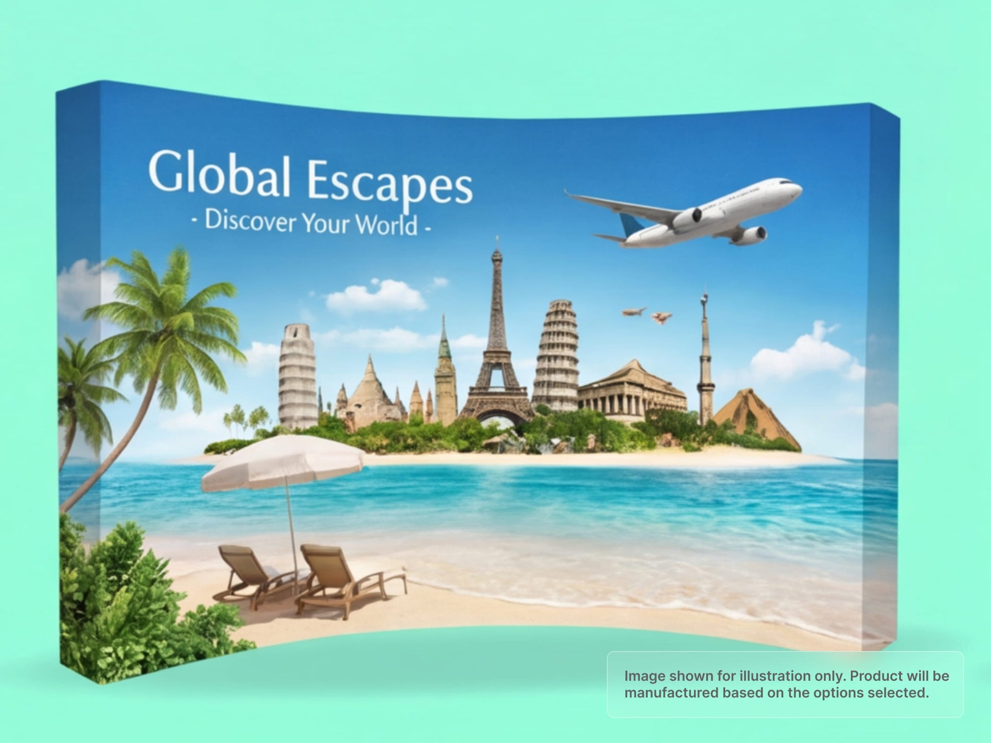 Fabric Curved Pop Up Display for Travel and Tourism