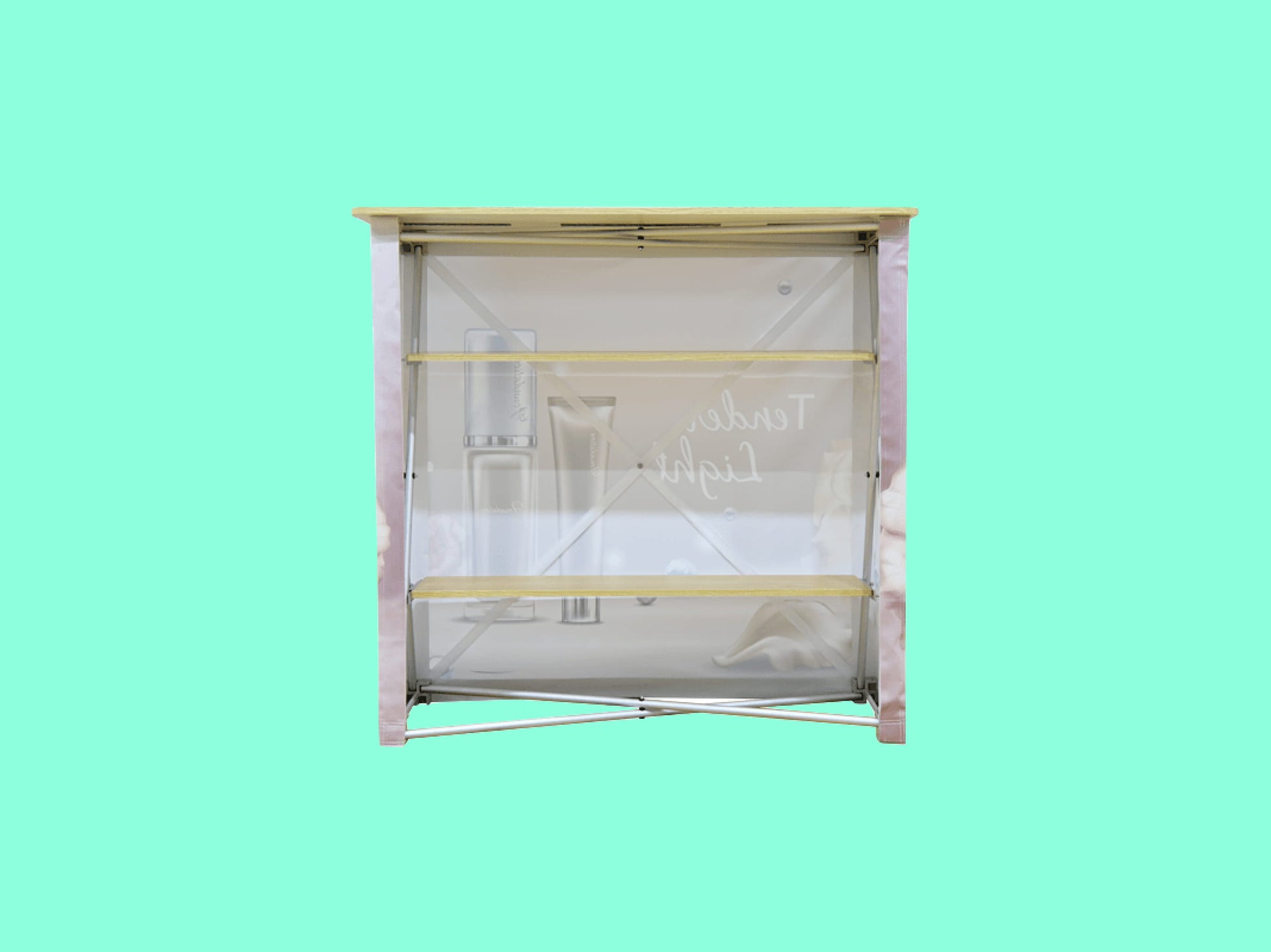 Fabric Pop Up Counter Display Two Back Shelf
