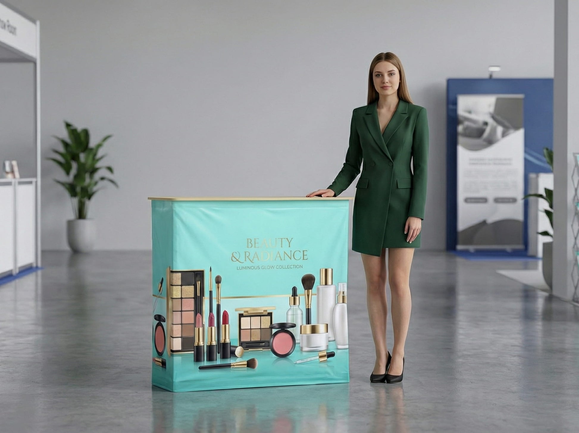 Fabric Pop Up Counter Display with Shelf