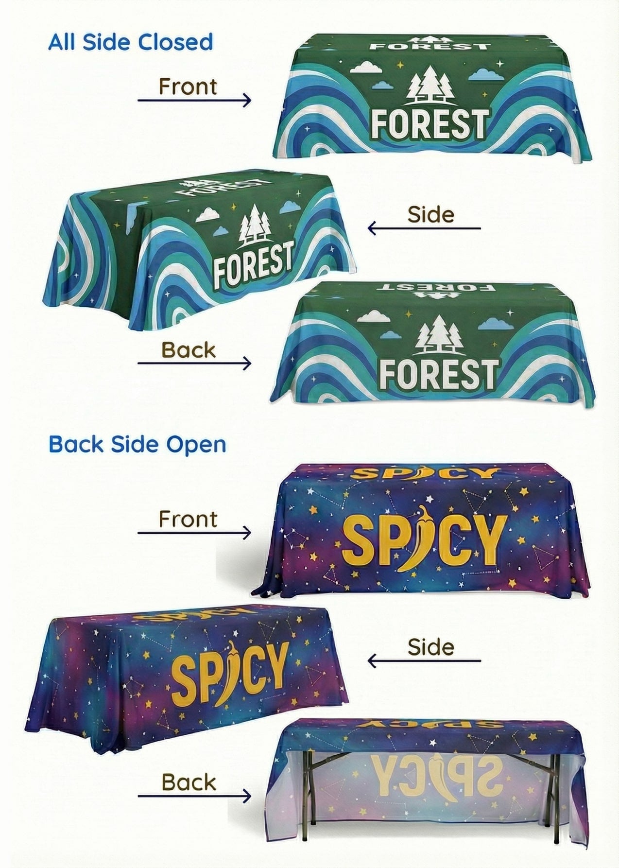 Full Printed Table Cover Configurations
