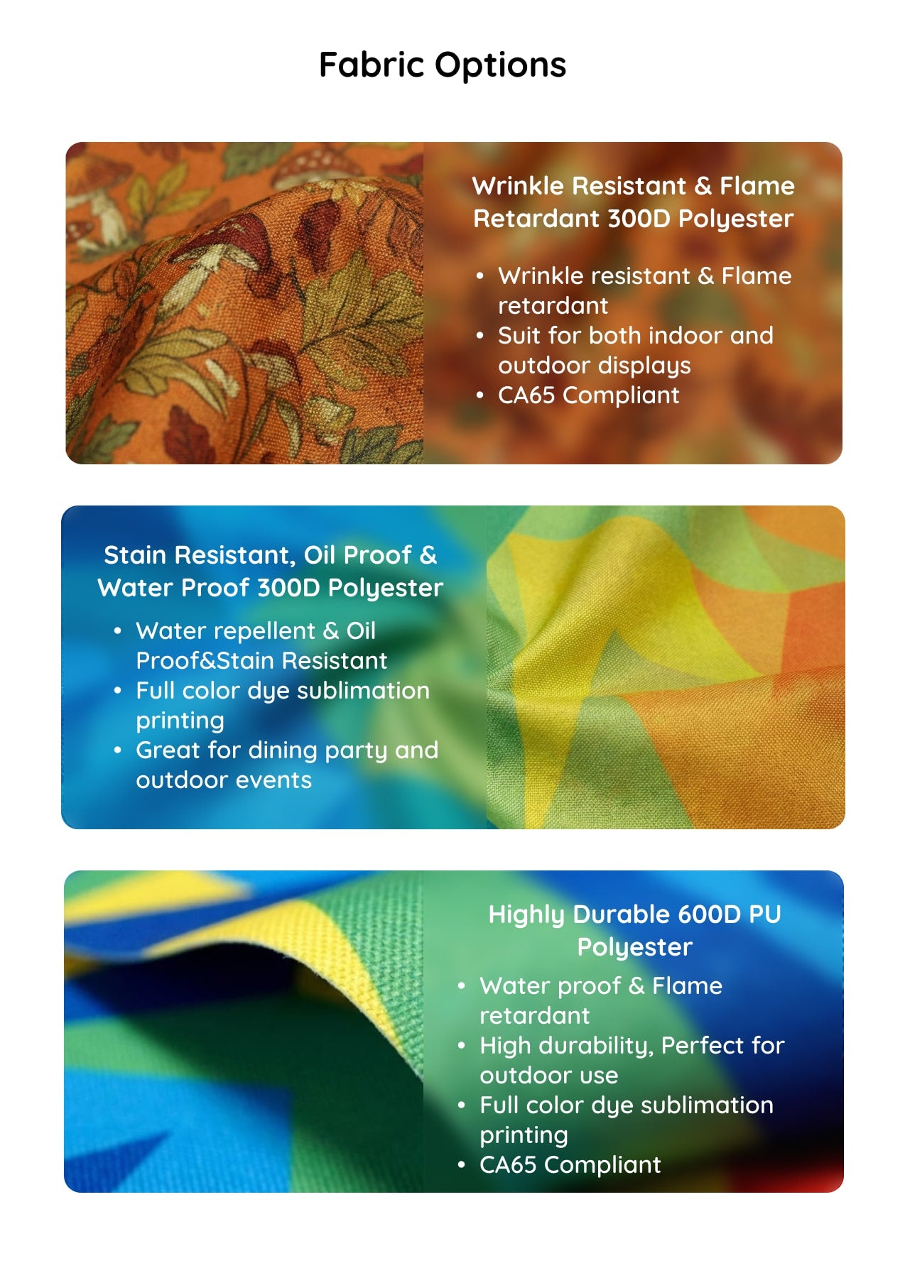 Full Printed Table Cover Fabric Options