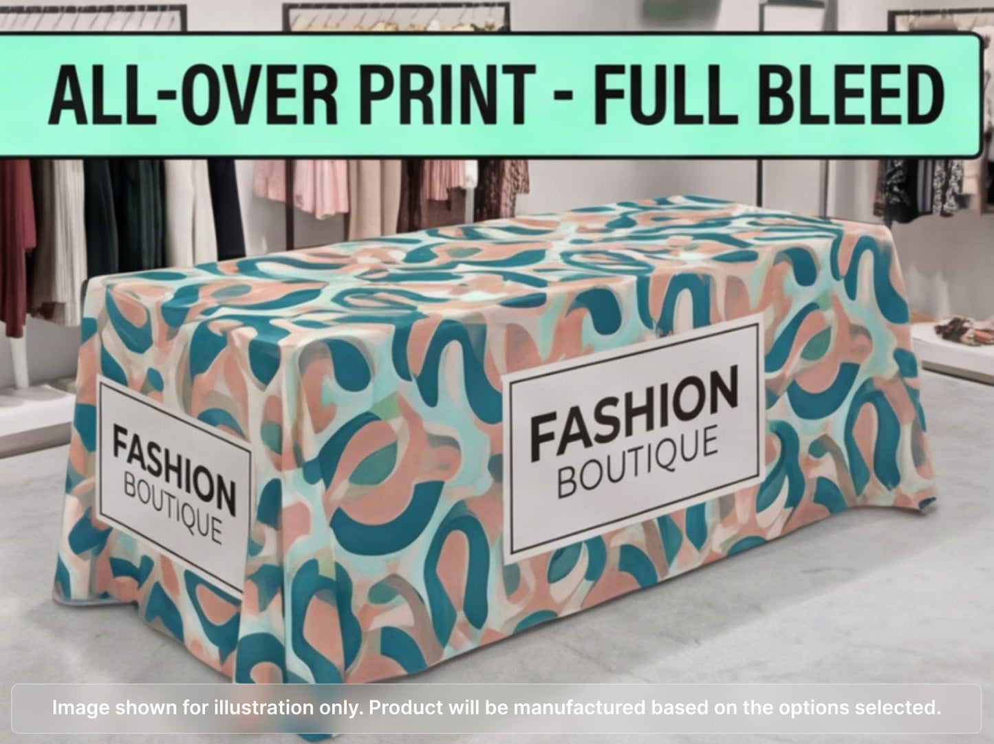 Full Printed Table Cover Throws with All-Over Print - Full Bleed