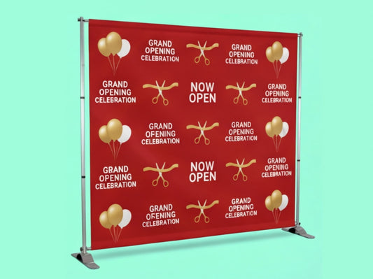 Grand Openings Step and Repeat Banner Adjustable Stand