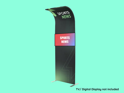 Inverted J Curved Tension Fabric TV Stand Side View