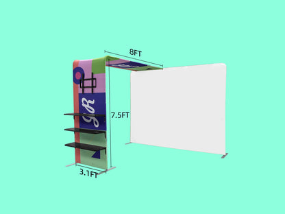 L Shaped Display Shelf & TV Rack - 8 feet