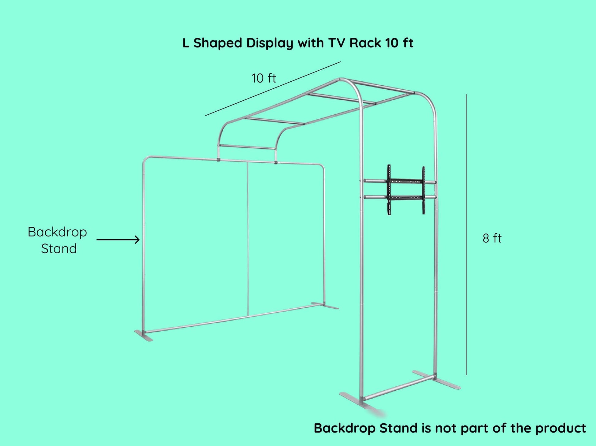 L Shaped Display with TV Rack 10 ft