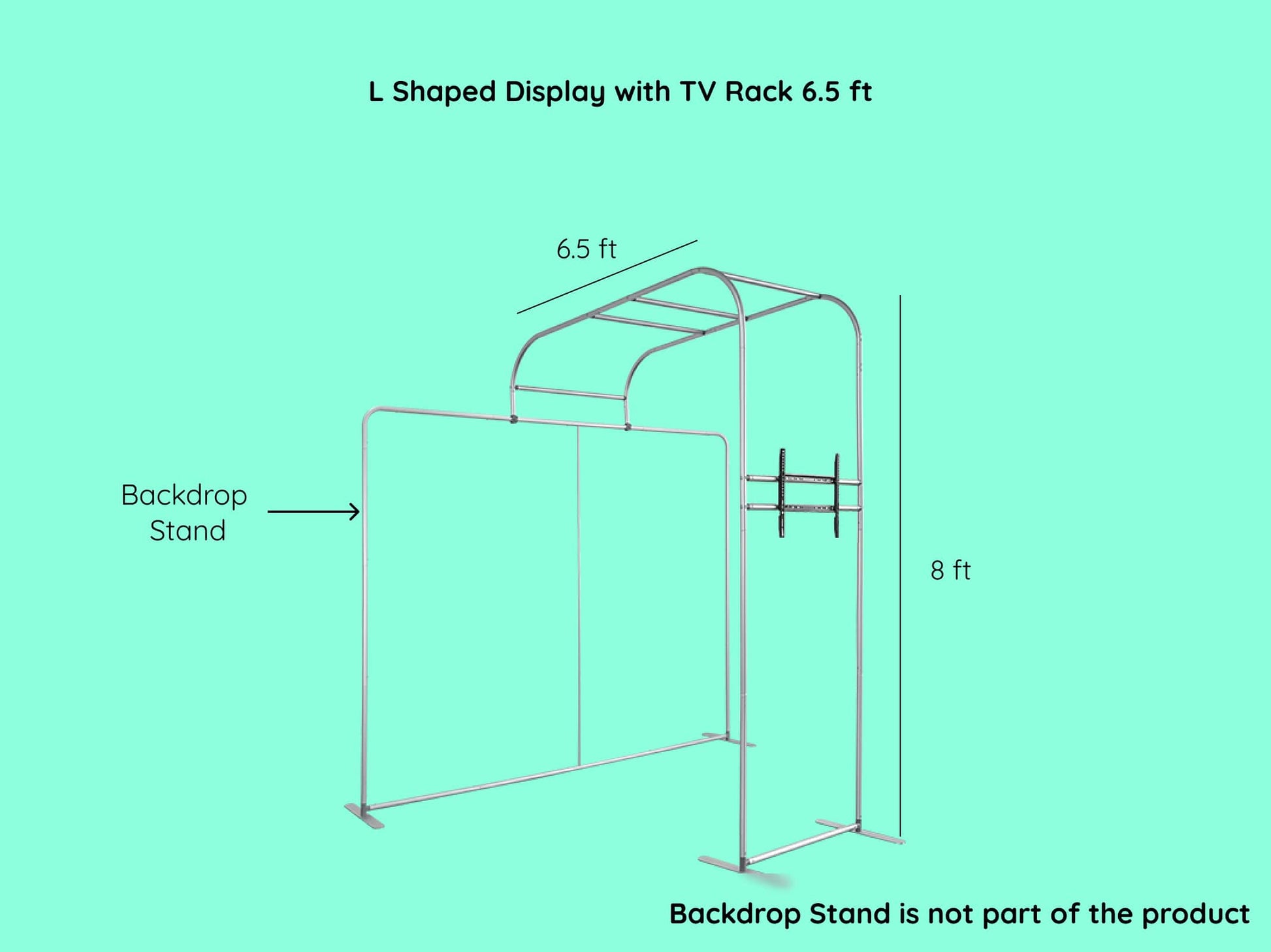 L Shaped Display with TV Rack 6.5 ft