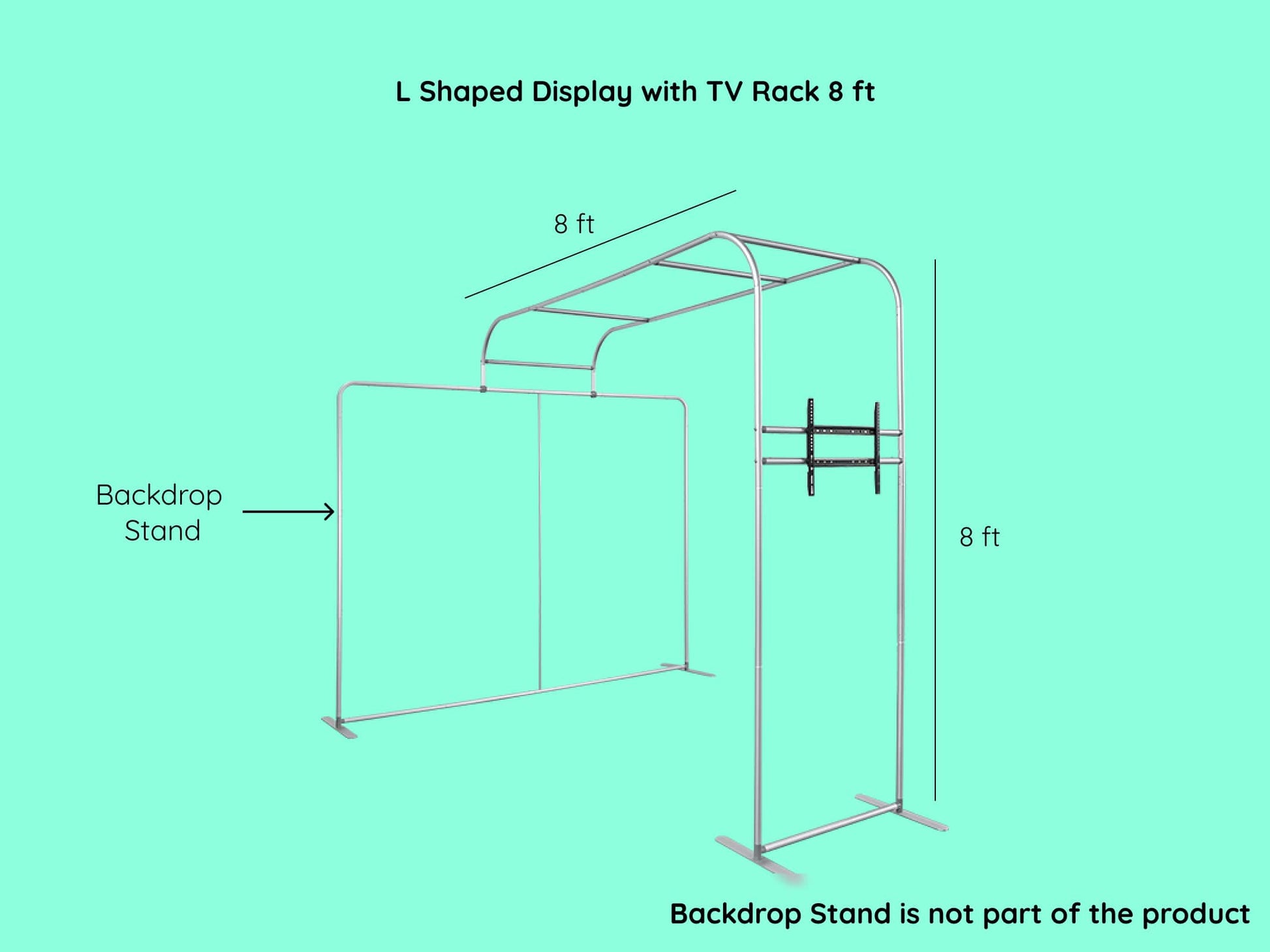 L Shaped Display with TV Rack 8 ft