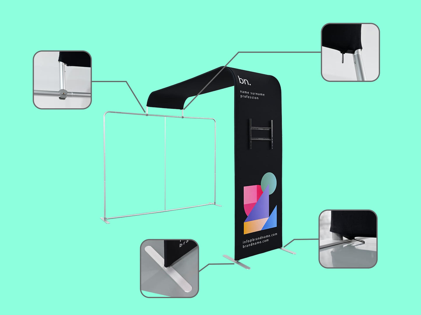 L Shaped Display with TV Rack Details