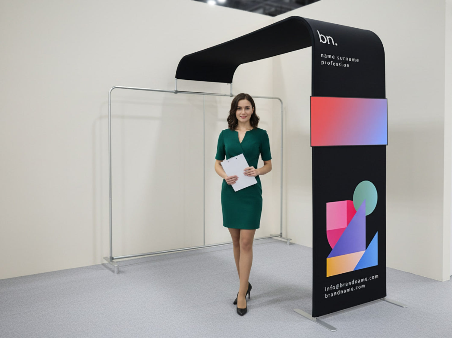 L Shaped Display with TV Rack Ready for Trade Show