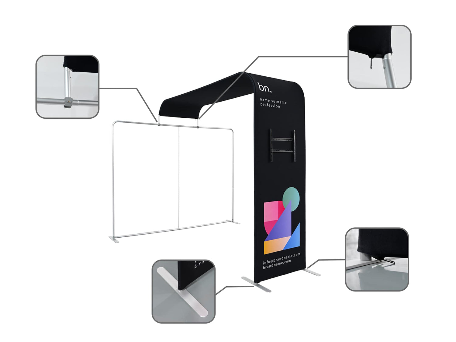 L Shaped Display with TV Rack Structure and Fabric Details