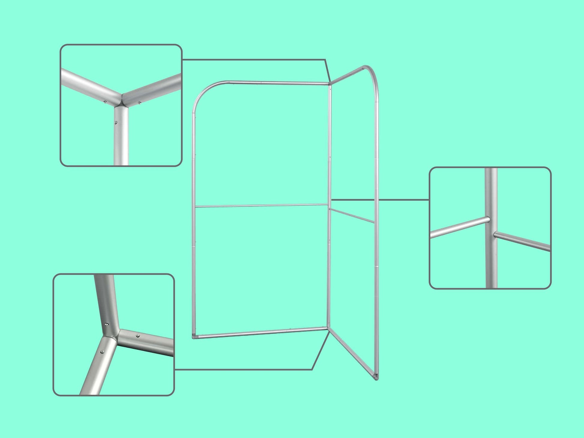 L Shaped Fabric Banner Stand (Round Corners) Frame Details