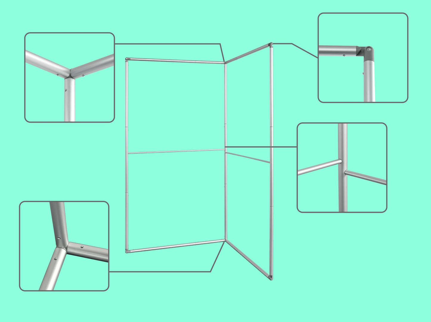 L Shaped Fabric Banner Stand (Square Corners) Frame Details