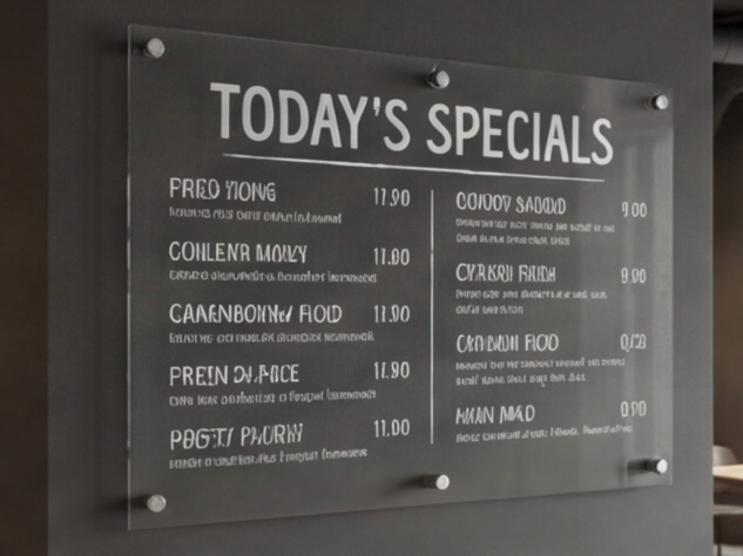 Menu Board Custom Acrylic Signs