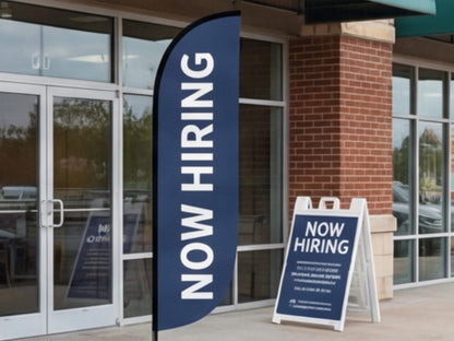 Now Hiring Custom Feather Flag