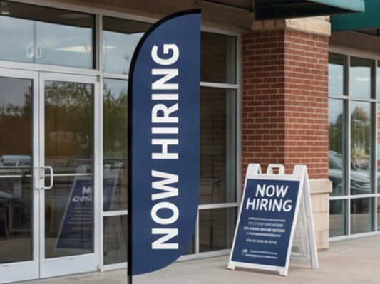 Now Hiring Custom Feather Flag