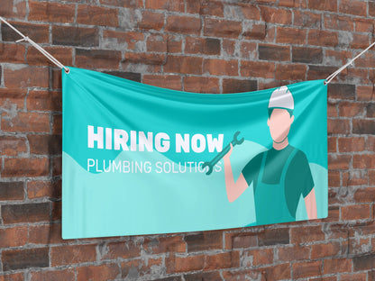 Now Hiring Plumbing business Banner