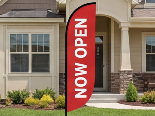 Now Open Custom Feather Flag