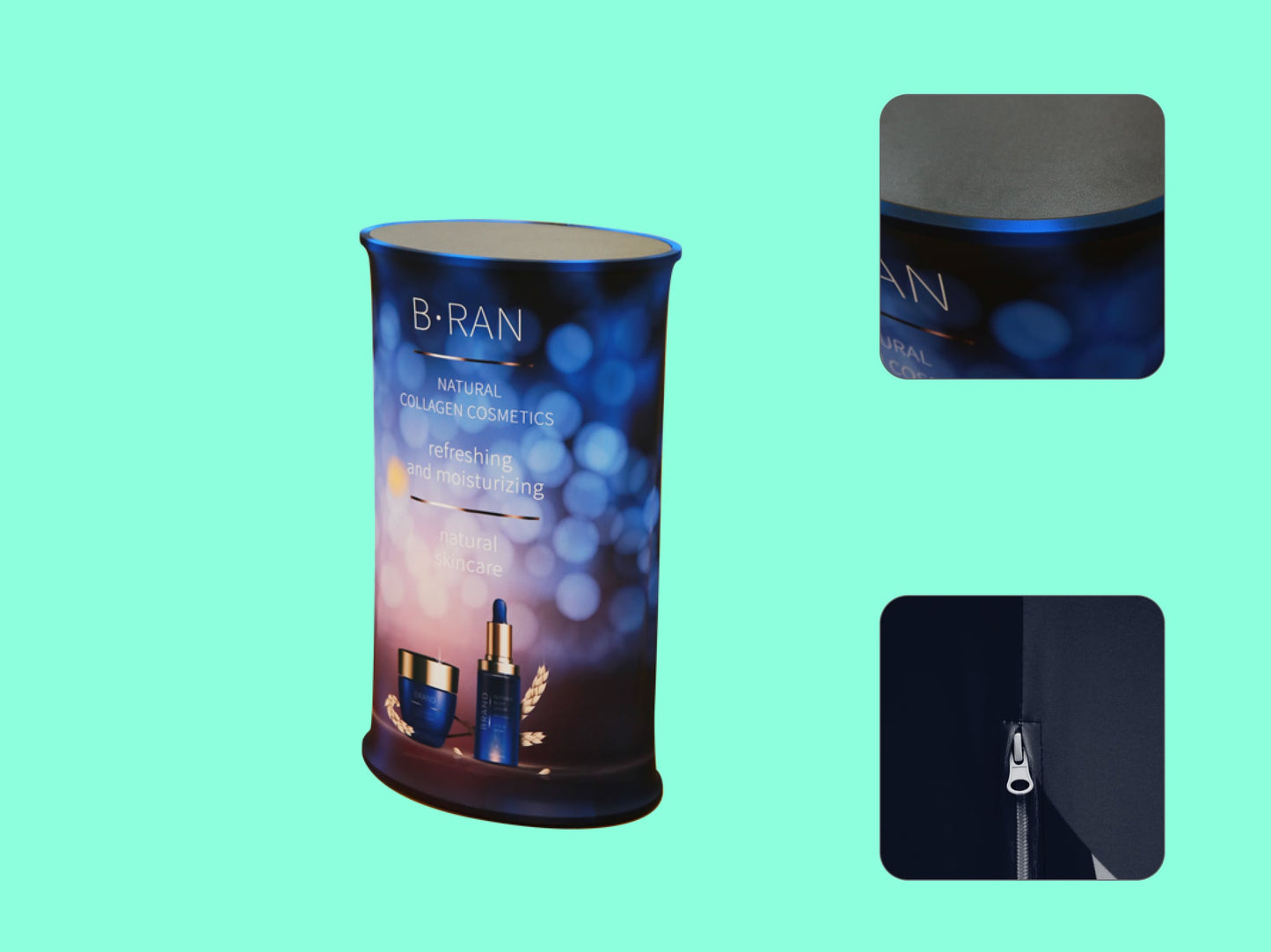 Oval Popup Counter Podium Fabric Details