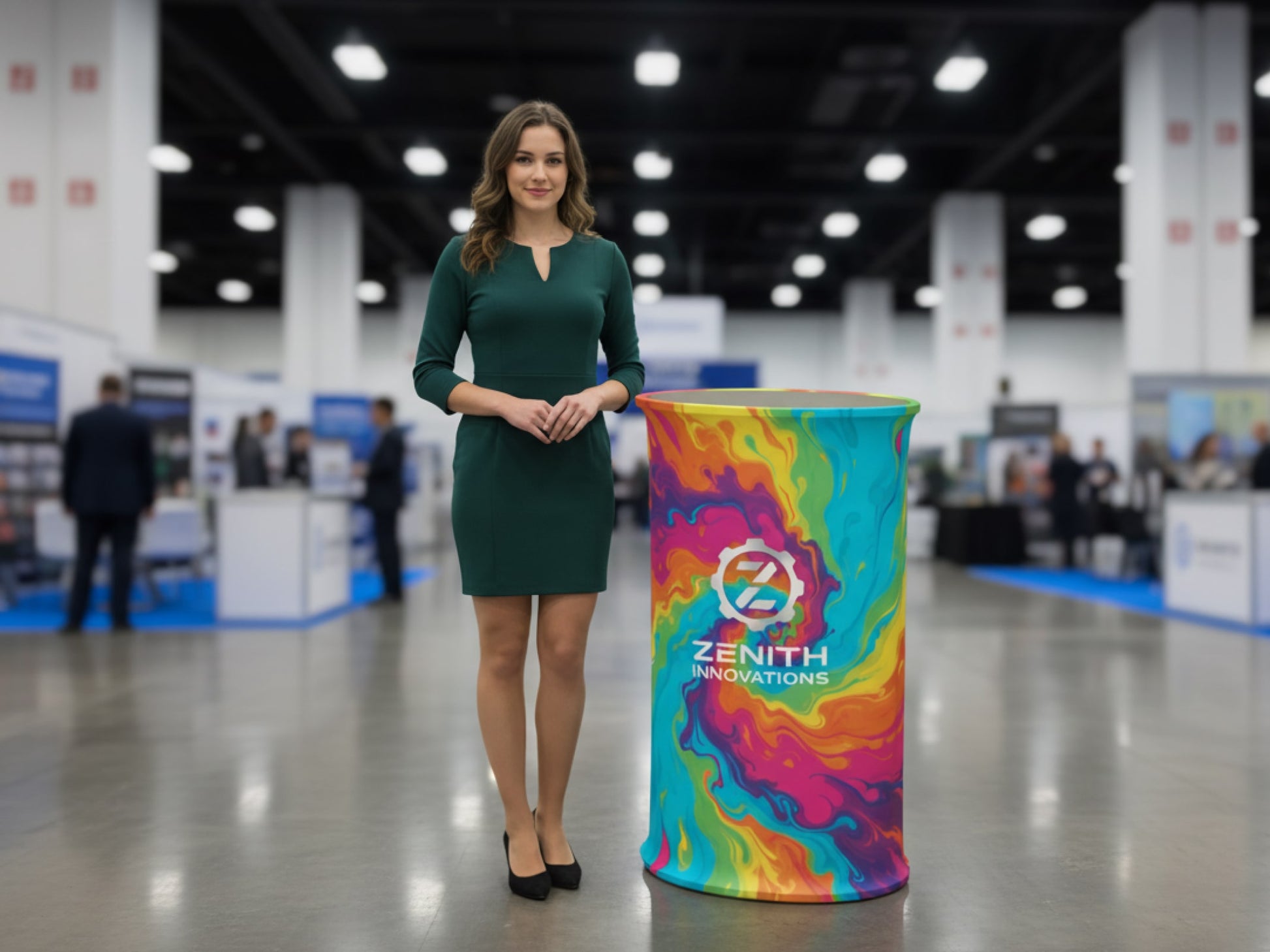 Oval Popup Counter Podium Ready for Events