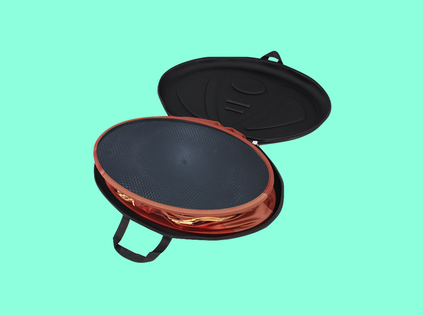 Oval Spring Up Counter Podium Folded to fit in a case