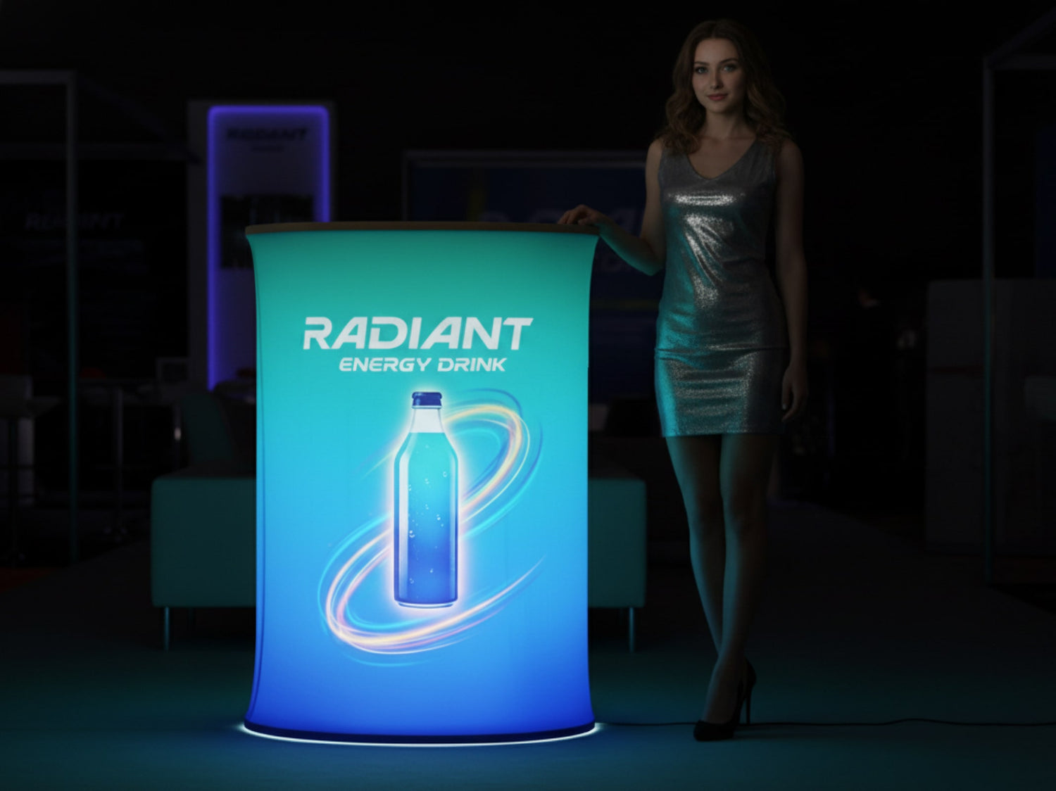 Oval Spring Up LED Light Counter Backlit Counter