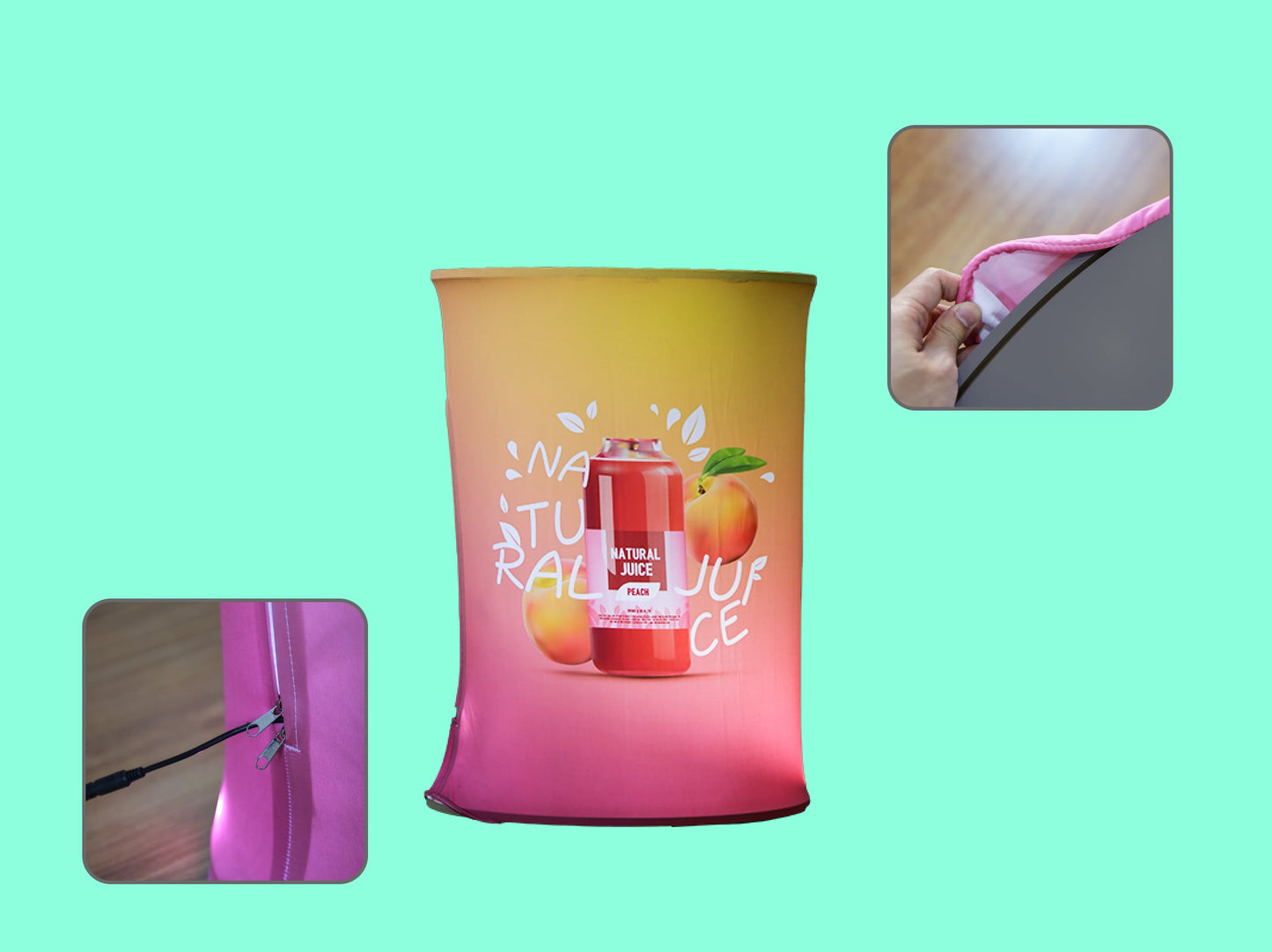 Oval Spring Up LED Light Counter Fabric Details