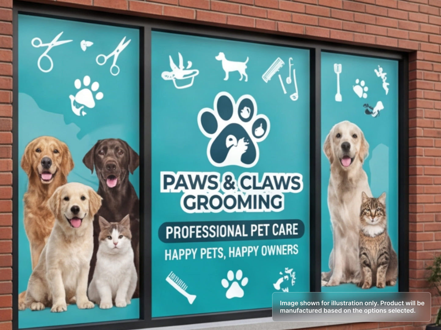 Perforated Window Signs for Pet Groomers